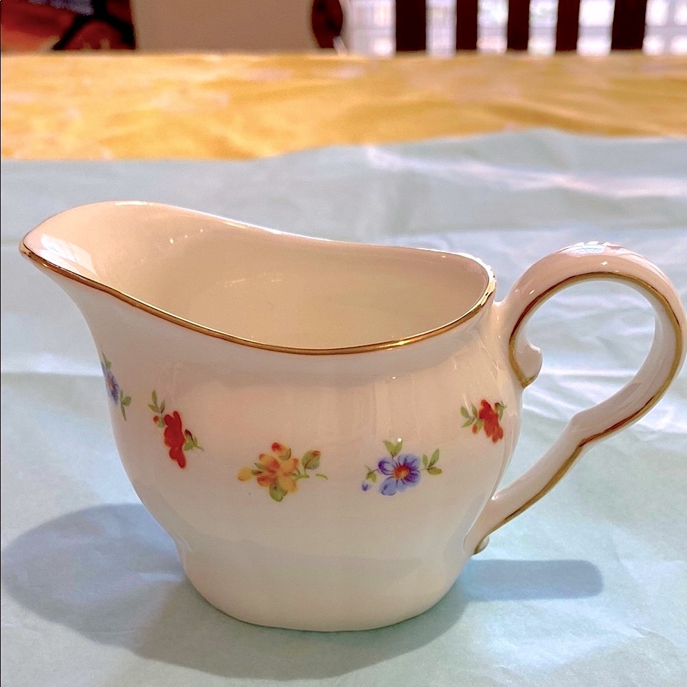 STUNNING Swedish Meissen Mid Century Porcelain Creamer with Flowers. Gustavsberg